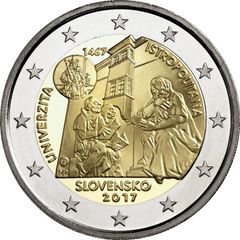 Slovakia 2 Euro Commemorative Coin 2017 - University Istropolitana. Uncirculated.
