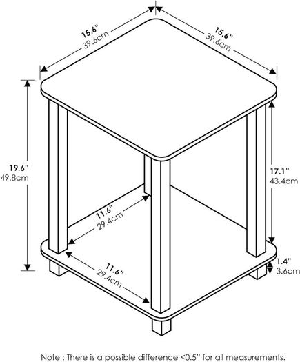 NEW SALE| Simplistic 2-Pack End Table, Side Table, Nightstand, 39.6 x 39.6 cm (2-Pack)