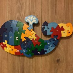 Wooden whale alphabet puzzle