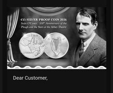 60X Jack B Yeats 10 Euro Silver Proof Coin 2012 From The Irish Central Bank Silver 1oz or 1 standard ounce coin.