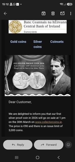 60X Jack B Yeats 10 Euro Silver Proof Coin 2012 From The Irish Central Bank Silver 1oz or 1 standard ounce coin.