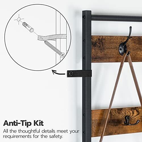 Coat Stand, Coat Rack with Shoe Storage, Free Standing Hall Tree with 9 Hooks