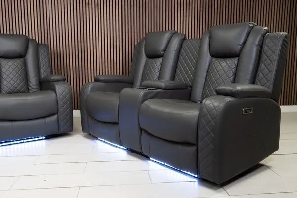 Ashbyrne electric Recliner Sofa 3+2 Dark grey