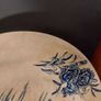 Fabulous Vintage Rare Arklow Pottery Blue and White 10 Inch Wall Plate in an Unusual Pattern with Carnations and a Windmill on a Hill, Very Aesthetic Movement in Style, Display Only Image 8