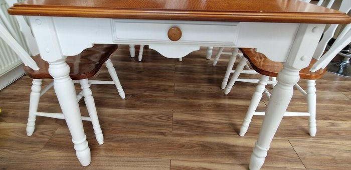 Wood dining table with 6 chairs