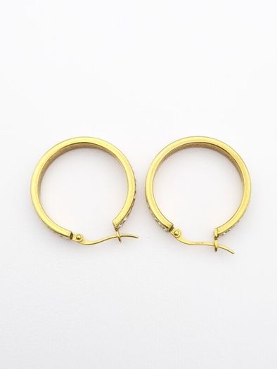 Gold Bonded 925 Sterling Silver & CZ Hoop Earrings