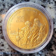 Ireland 100 Euro Gold & 5 Euro Silver Proof Coin Set 2008 Antarctic Explorers Ernest Shackleton Tom Crean