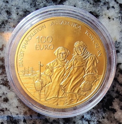 Ireland 100 Euro Gold & 5 Euro Silver Proof Coin Set 2008 Antarctic Explorers Ernest Shackleton Tom Crean