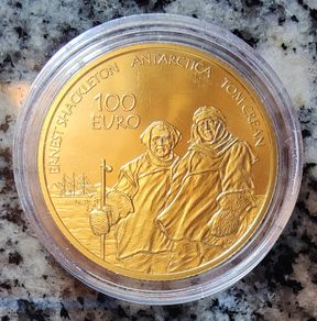 Ireland 100 Euro Gold & 5 Euro Silver Proof Coin Set 2008 Antarctic Explorers Ernest Shackleton Tom Crean