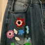 Denim Painted Flower Jeans - Size 14/16 Image 5