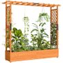 Raised bed with trellis and roof, for flowers, fruits, vegetables, herbs, 196 x 44 x 181 cm, wood, Orange Image 2
