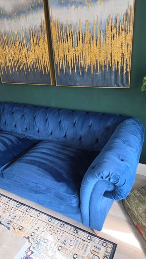 Gosford Large Navy Button Sofa