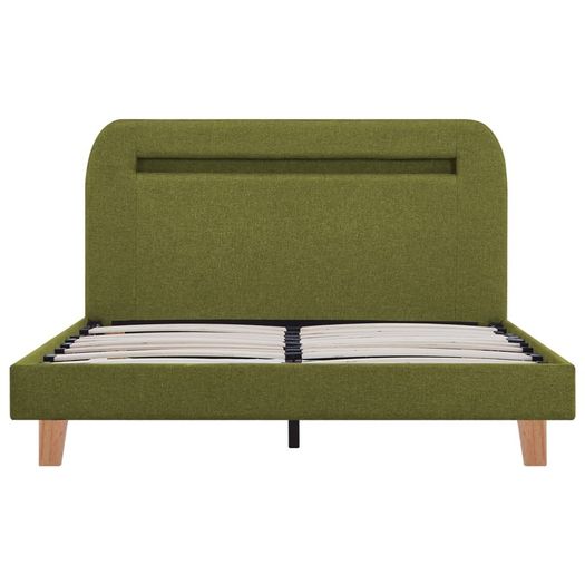 Bed Frame with LED Green Fabric 120x190 cm