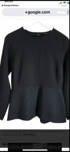 top zara long sleeve round neck suit fabric top with peplum