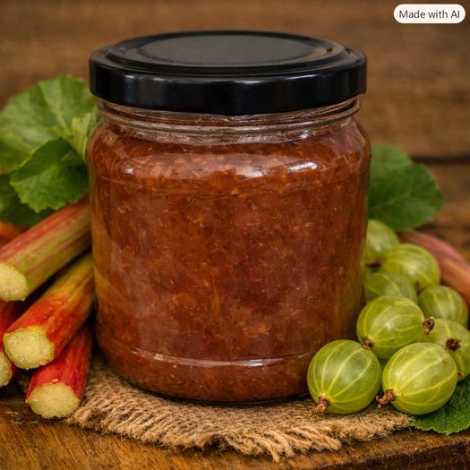 230g Organic Gooseberry and Rhubarb Jam