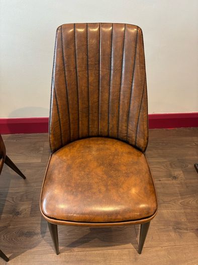 Brown leather dining chairs