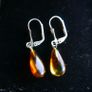 Vintage Sterling Silver Baltic Amber Dangle Earrings 1,78g Image 7