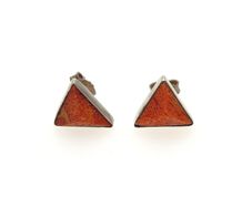 Vintage 925 Sterling Silver & Red Coral Stud Earrings