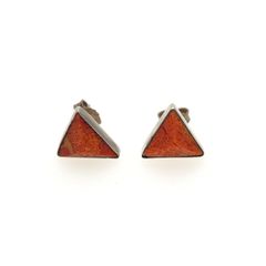Vintage 925 Sterling Silver & Red Coral Stud Earrings