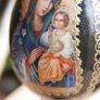 Vintage Christian Painted Wooden Brown Egg with Icon of the Mother of God H-7" Image 8