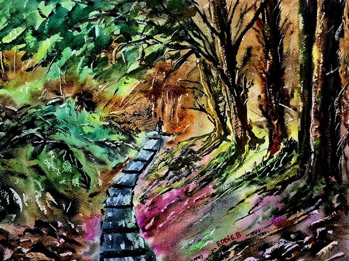 Ballinastoe woods walk Watercolour
