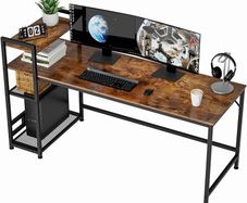 MULTIPLE SIZES AVAILABLE Computer Desk, Computer Desk with Bookshelf, Study Computer Laptop Table with 4 Tier DIY Storage Shelves Writing Table for Home Office Bedroom,160x60x110cm