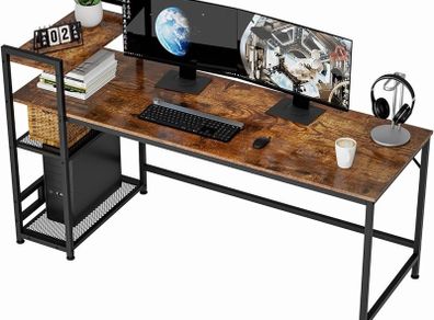 MULTIPLE SIZES AVAILABLE Computer Desk, Computer Desk with Bookshelf, Study Computer Laptop Table with 4 Tier DIY Storage Shelves Writing Table for Home Office Bedroom,160x60x110cm
