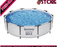MAX Steel Pro Round Frame Swimming Pool with Filter Pump, Grey, 10 ft (FREE POSTAGE)