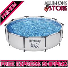 MAX Steel Pro Round Frame Swimming Pool with Filter Pump, Grey, 10 ft (FREE POSTAGE)