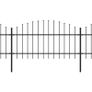 Garden Fence with Spear Top Steel (1-1.25)x15.3 m Black Image 2