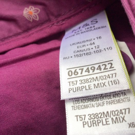 BNWTS Ladies M&S Purple Patterned 100% Cotton Shorts size 16 includes Postage