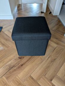 2x Black Fabric Storage Cube Footstools
