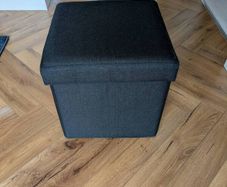 2x Black Fabric Storage Cube Footstools