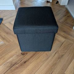 2x Black Fabric Storage Cube Footstools
