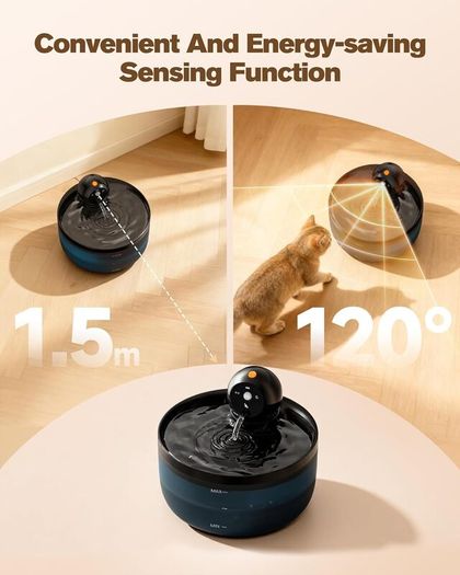 Cat Water Fountain for Drinking Wireless: Cat Fountain Battery Operated - 88oz/2.6L Automatic Pet Water Dispenser Cordless - Cats Drinking Bowl with Sensor - Rechargeable Pet Bowl Motion