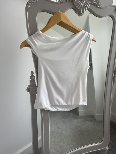 Smart Cream Asymmetric Neckline Top size S