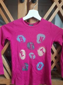 Benetton top long sleeve girls size 6-7 years pink