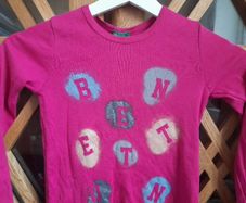 Benetton top long sleeve girls size 6-7 years pink