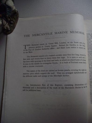 Memorial Register of The Mercantile Marine Memorial Tower Hill, London 1928 - Complete