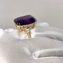 Yellow Gold AAA Zambian Amethyst & Natural Diamond Ring Image 9