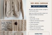 Jack Wills 100% Wool Cable-Knit Cardigan