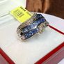 Silver ring with sapphires and diamonds. Image 4