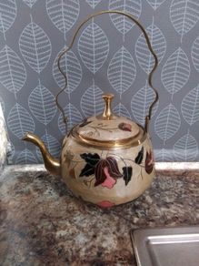 Large Brass / Enamel Teapot