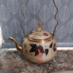 Large Brass / Enamel Teapot