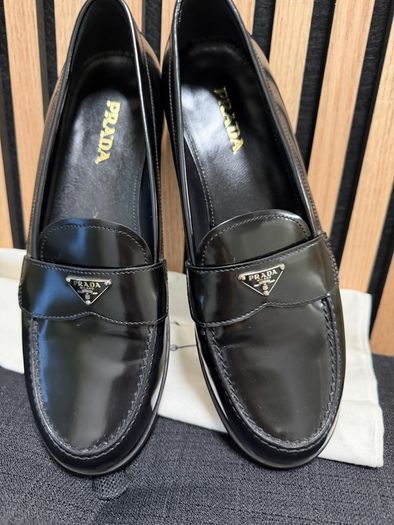 Women Prada Brushed Leather Loafers