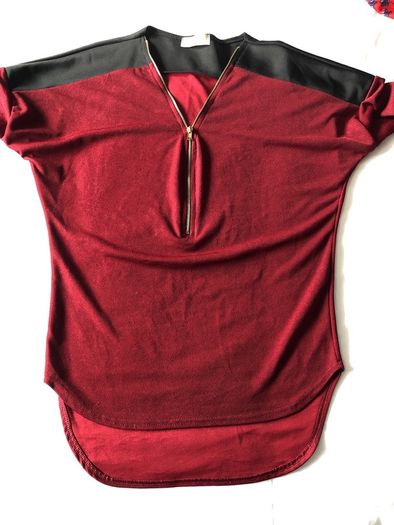 Burgundy and Black Zip Top