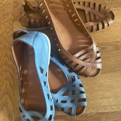 Ladies Leather Peep Toe Flats/Shoes UK 41