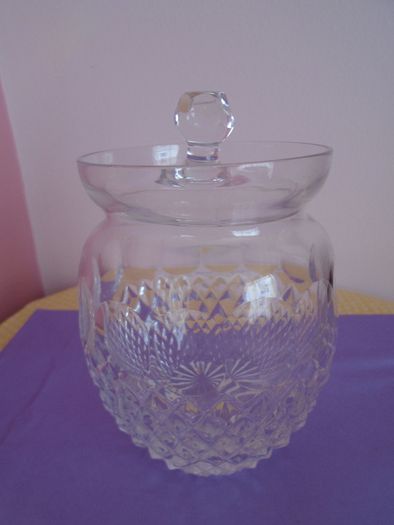 Cut glass lidded jar,Glass jar, Storage,Home decor,Gift