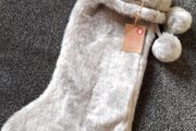 Luxury Super Soft Faux Fur Trim Christmas Stocking Silver Grey