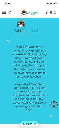 New JELLYCAT Siofra Shamrock Bag Charm